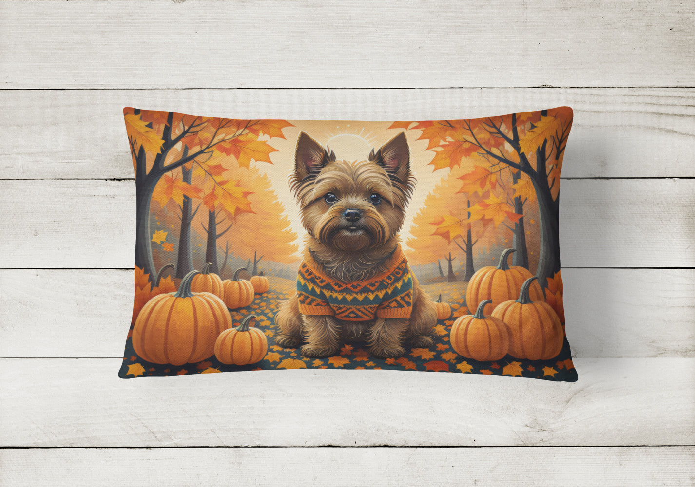 Cairn Terrier Fall Fabric Decorative Pillow