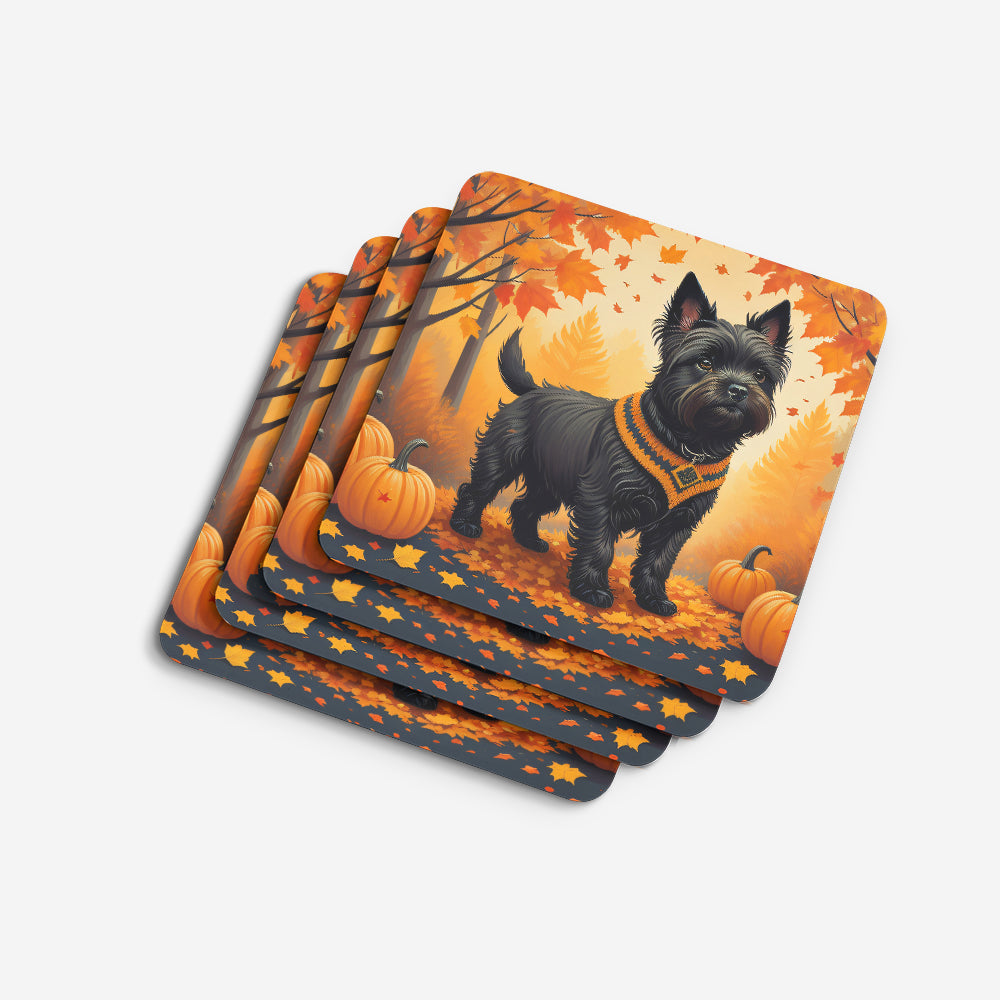 Black Cairn Terrier Fall Foam Coaster Set of 4