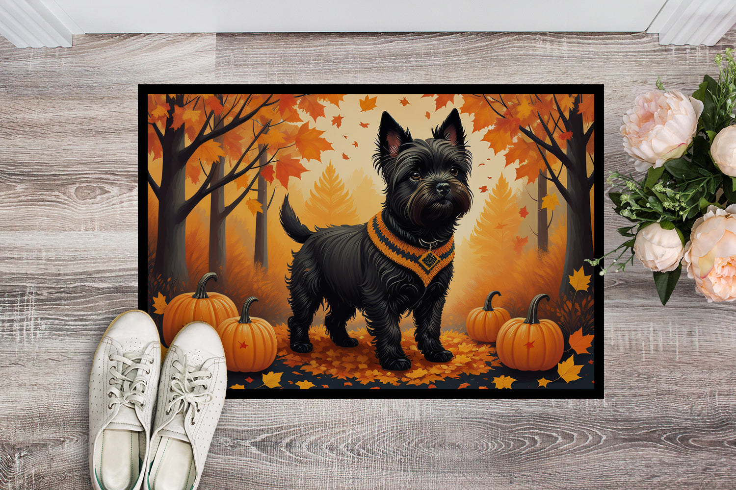 Buy this Black Cairn Terrier Fall Indoor or Outdoor Mat 24x36