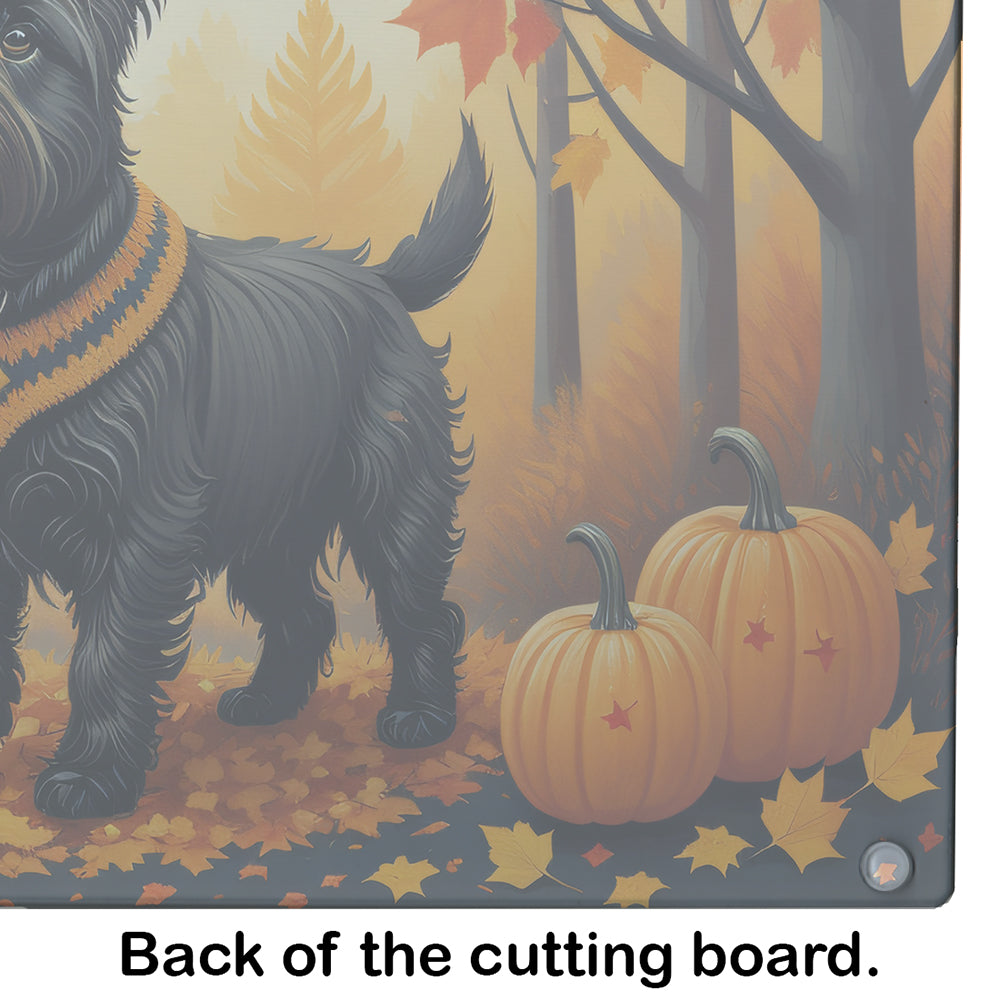 Black Cairn Terrier Fall Glass Cutting Board Large
