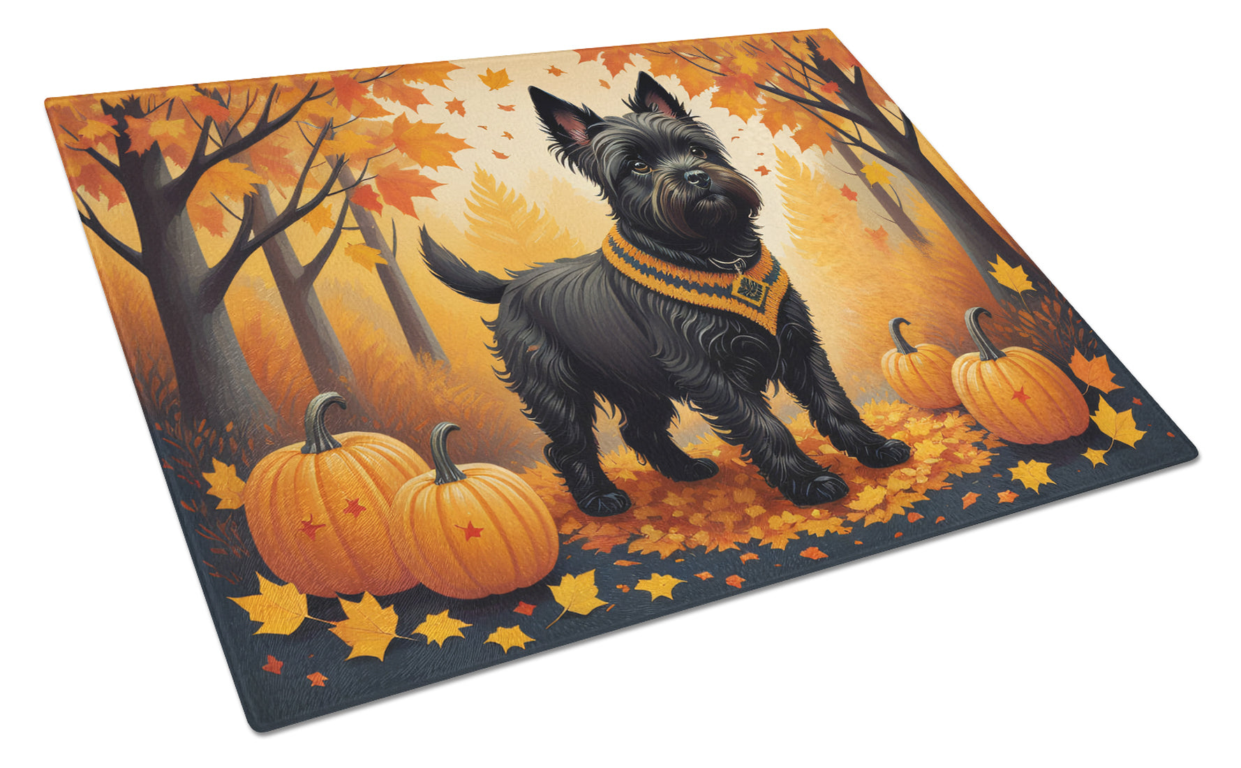 Buy this Black Cairn Terrier Fall Glass Cutting Board Large