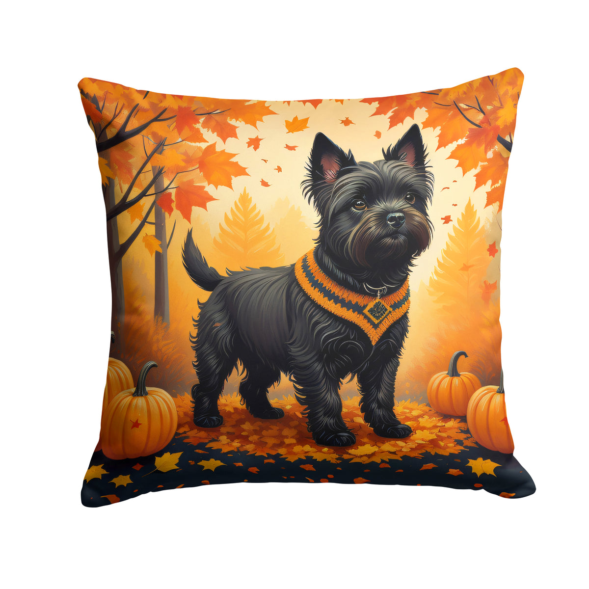 Buy this Black Cairn Terrier Fall Fabric Decorative Pillow