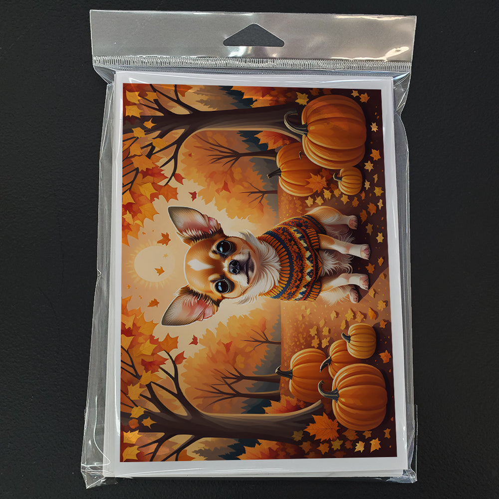 Chihuahua Fall Greeting Cards and Envelopes Pack of 8