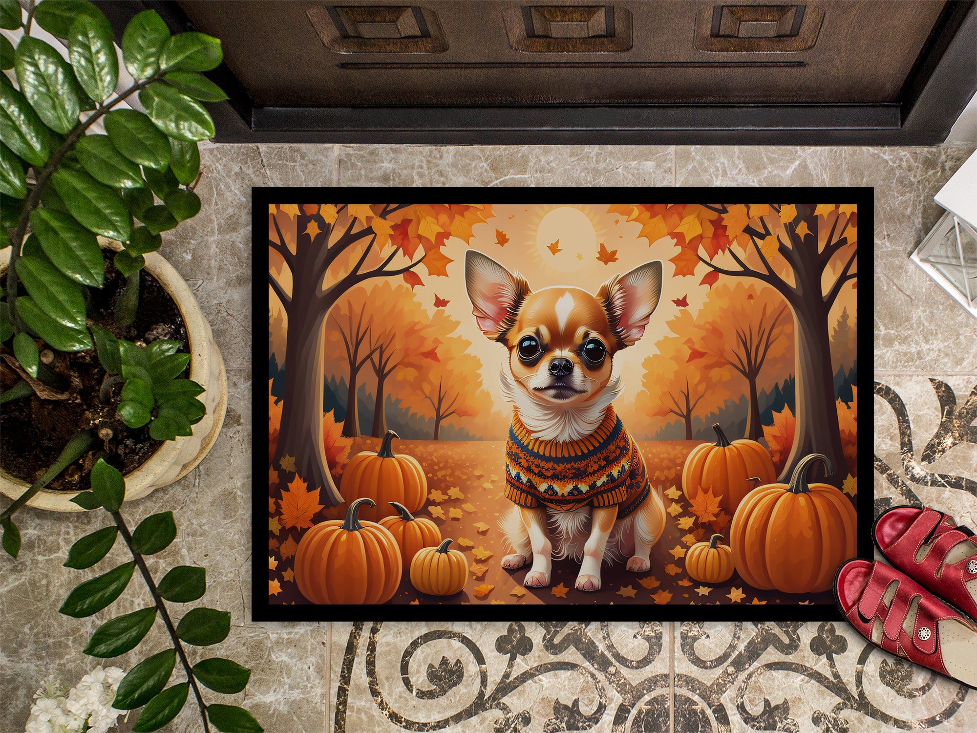 Chihuahua Fall Indoor or Outdoor Mat 24x36
