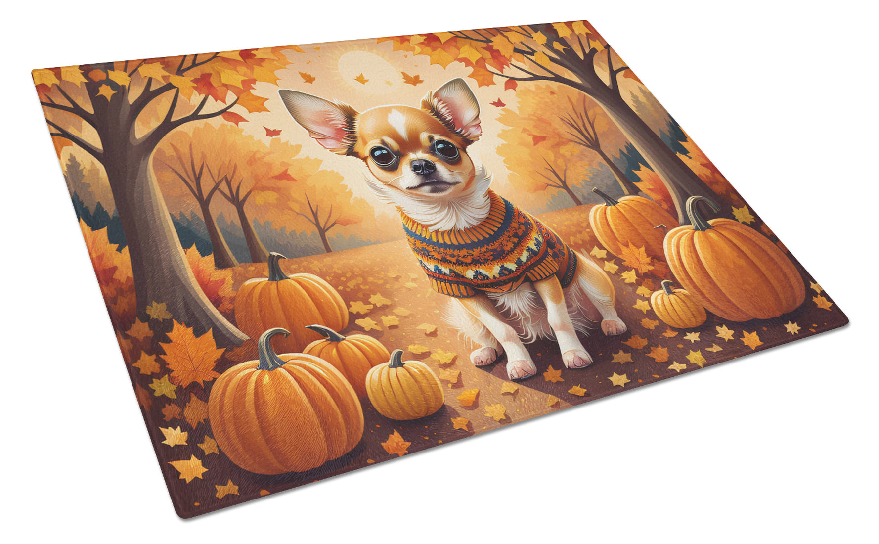 Buy this Chihuahua Fall Glass Cutting Board Large