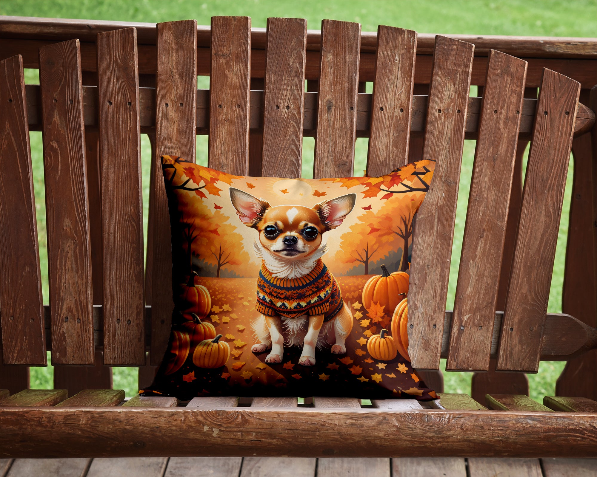Buy this Chihuahua Fall Fabric Decorative Pillow