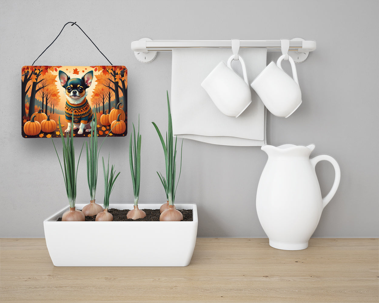 Tricolor Chihuahua Fall Wall or Door Hanging Prints