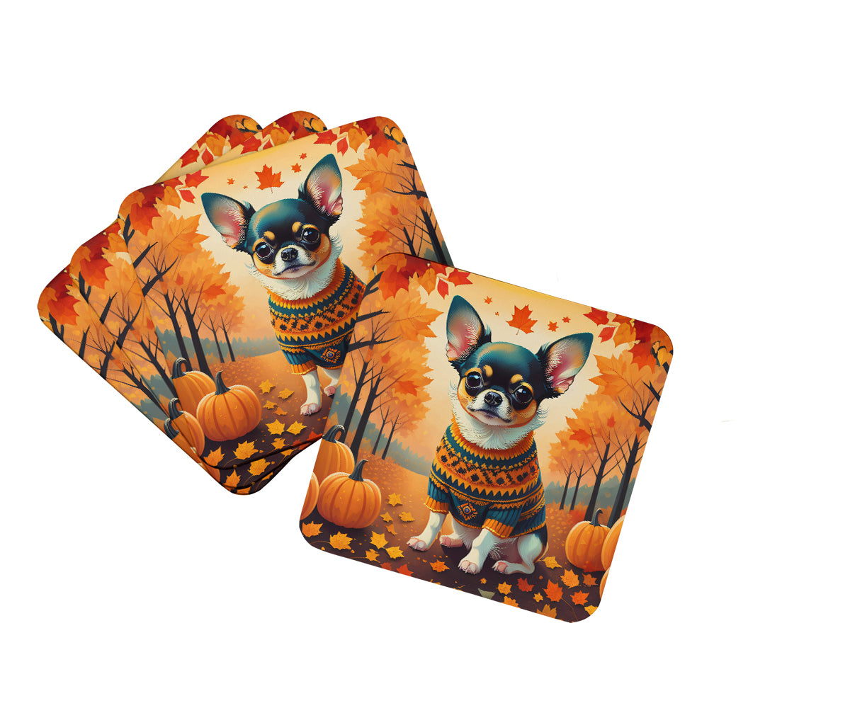 Buy this Tricolor Chihuahua Fall Foam Coaster Set of 4