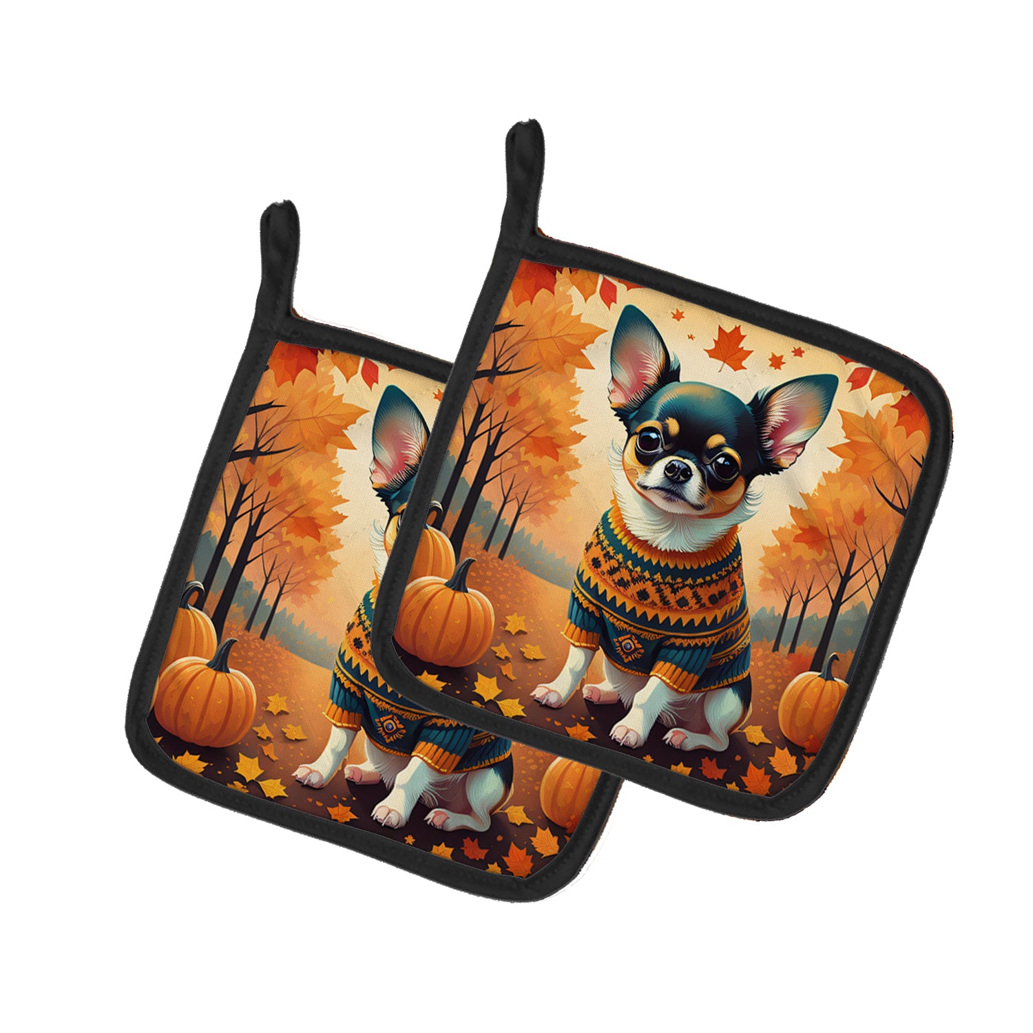 Buy this Tricolor Chihuahua Fall Pair of Pot Holders