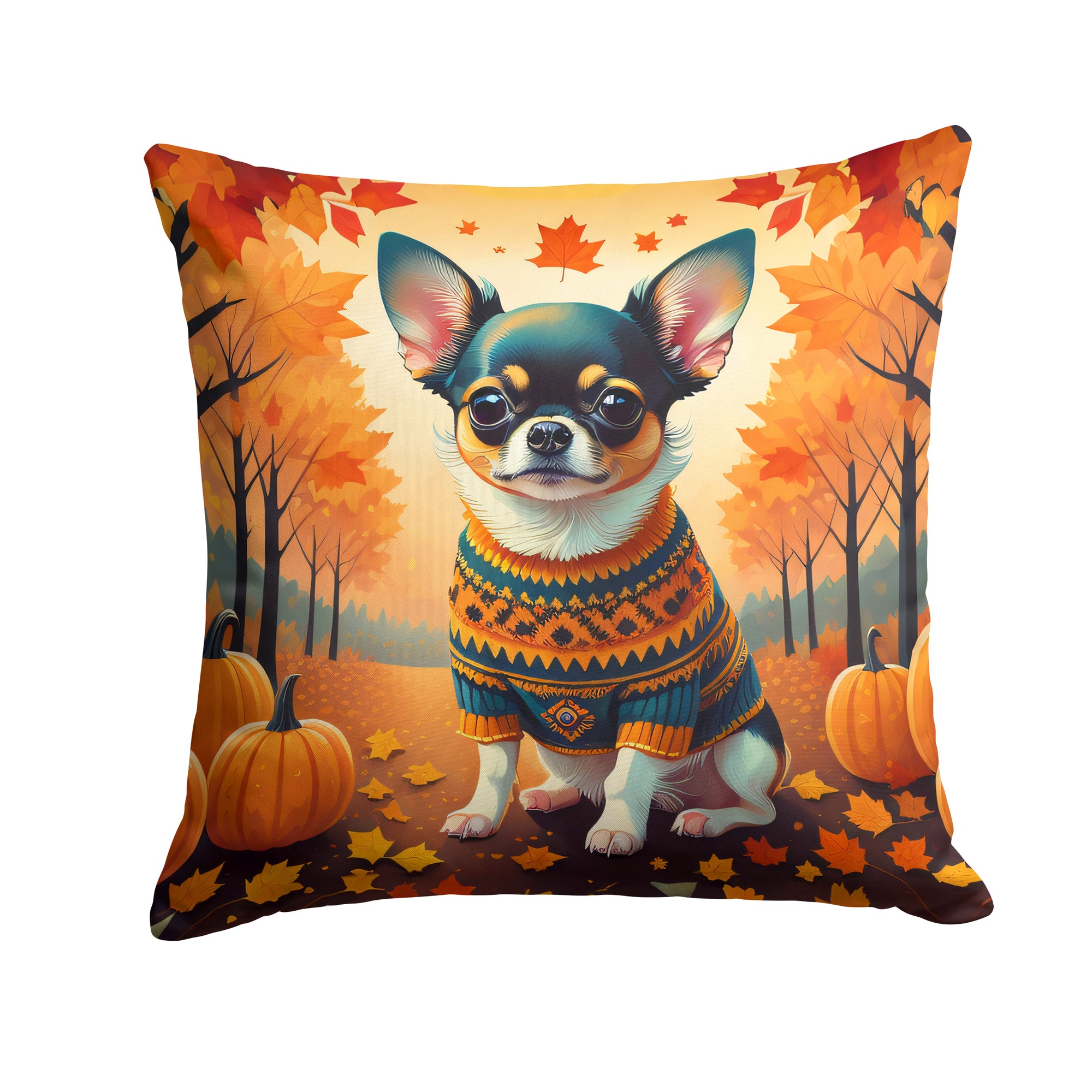 Buy this Tricolor Chihuahua Fall Fabric Decorative Pillow