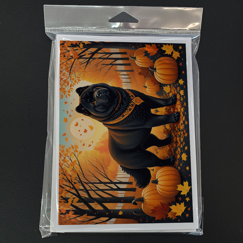 Black Chow Chow Fall Greeting Cards and Envelopes Pack of 8
