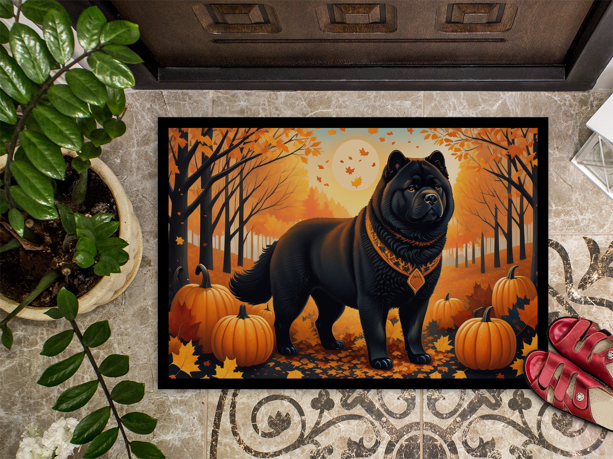Black Chow Chow Fall Indoor or Outdoor Mat 24x36