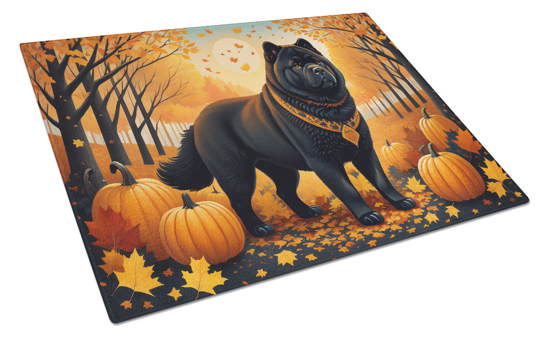 Buy this Black Chow Chow Fall Glass Cutting Board Large