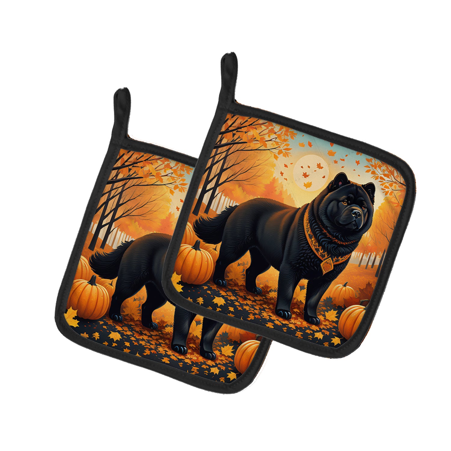 Buy this Black Chow Chow Fall Pair of Pot Holders