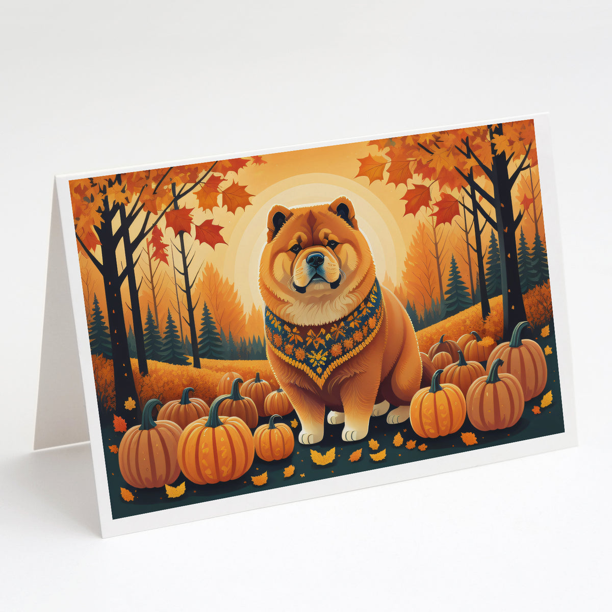Buy this Chow Chow Fall Greeting Cards and Envelopes Pack of 8