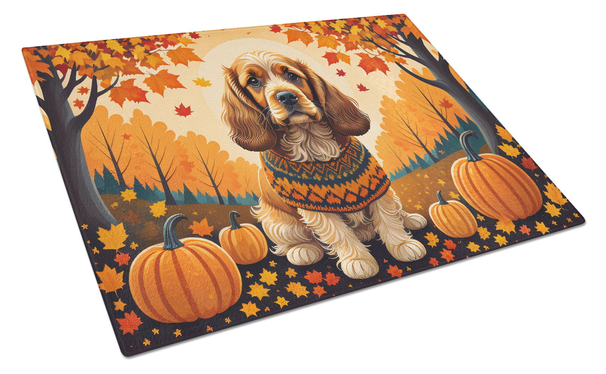 Buy this Cocker Spaniel Fall Glass Cutting Board Large