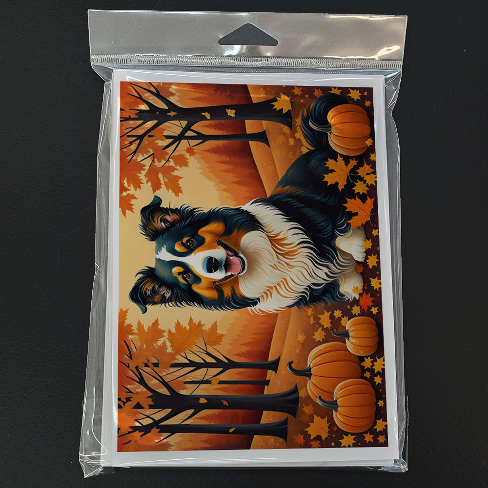 Collie Fall Greeting Cards and Envelopes Pack of 8