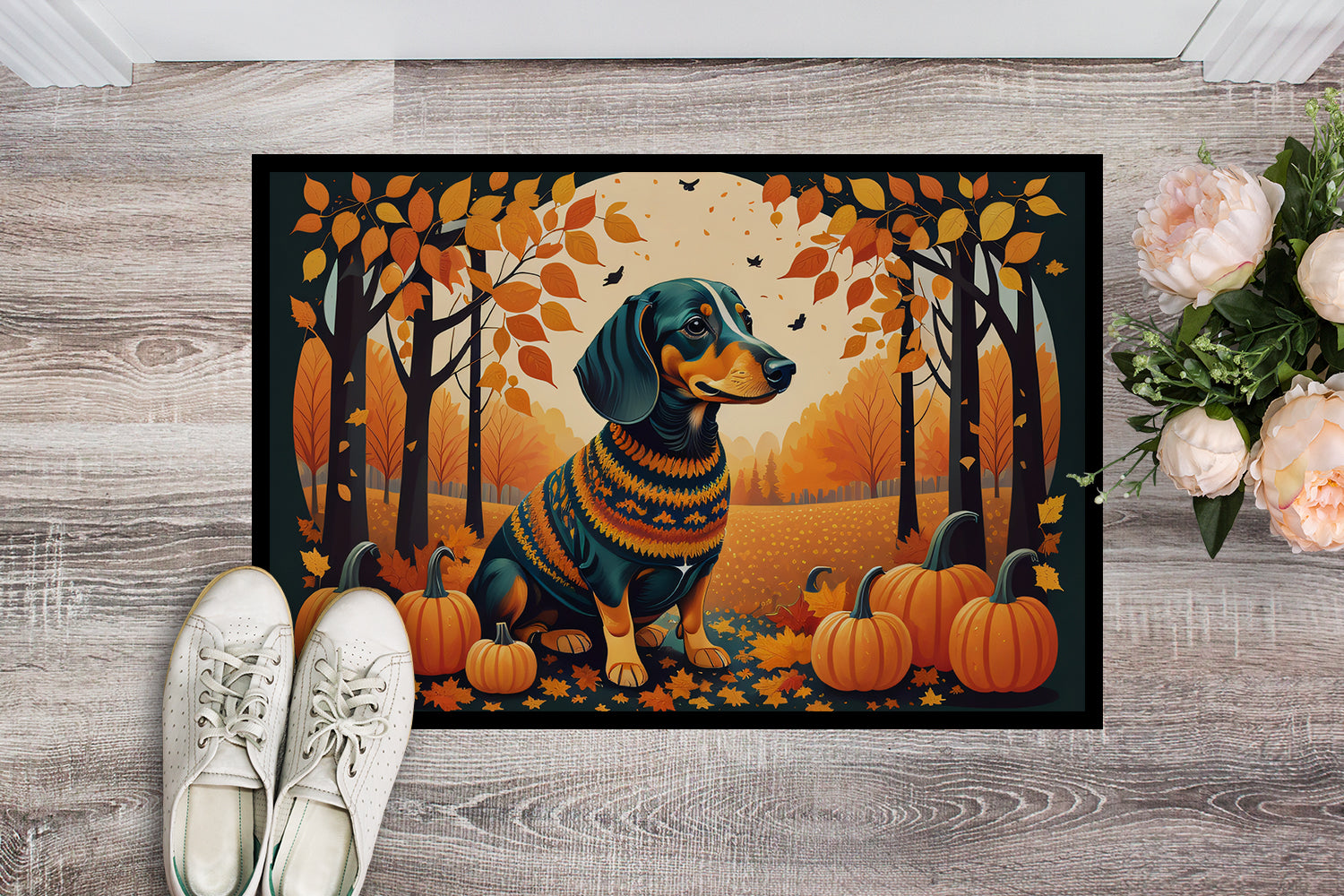 Dachshund Fall Indoor or Outdoor Mat 24x36