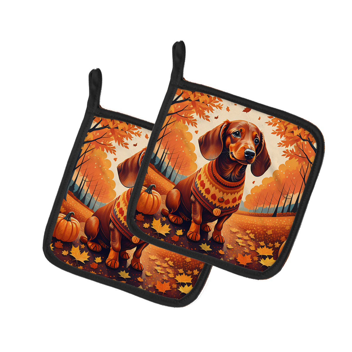 Buy this Dachshund Fall Pair of Pot Holders