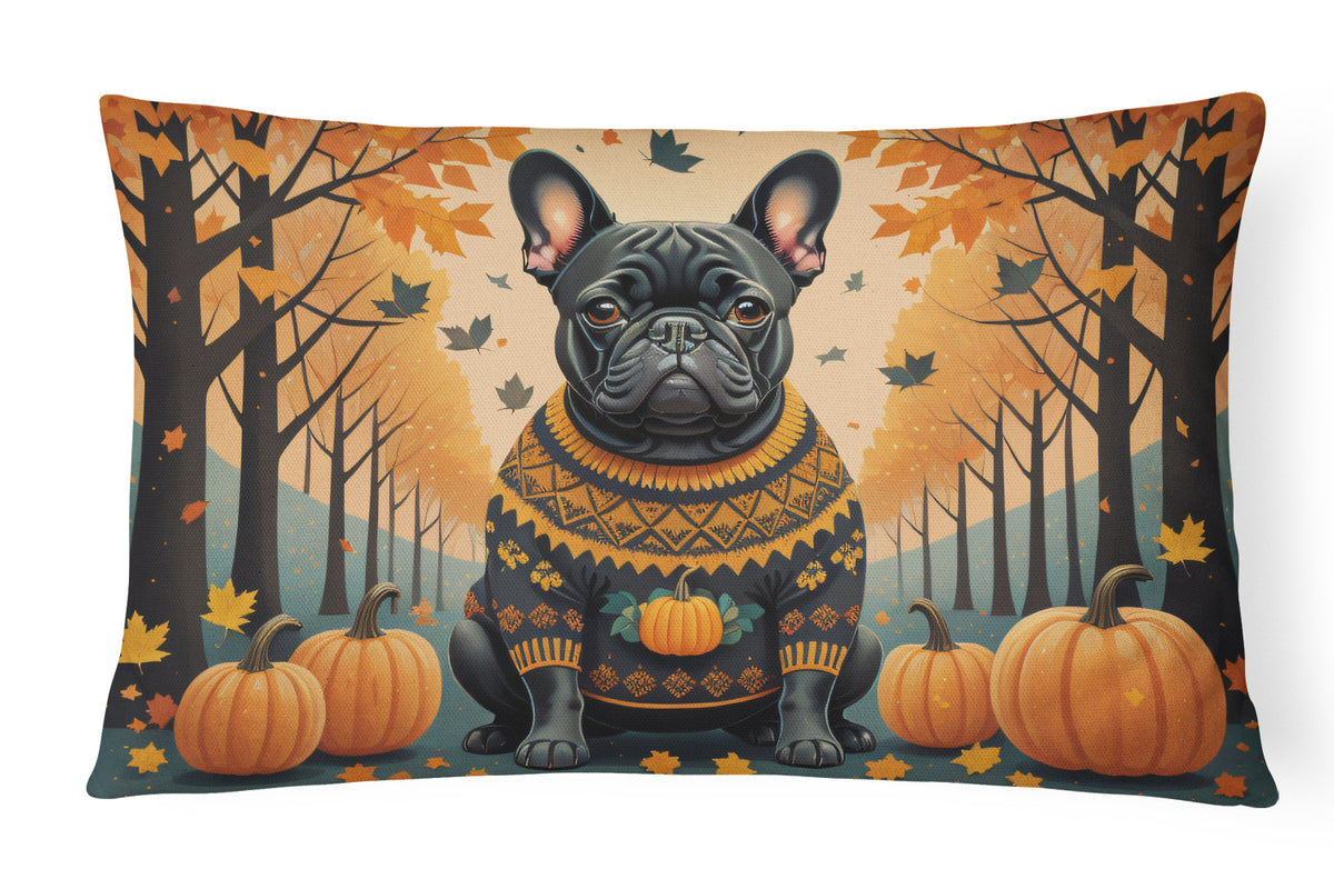 Buy this Black French Bulldog Fall Fabric Decorative Pillow