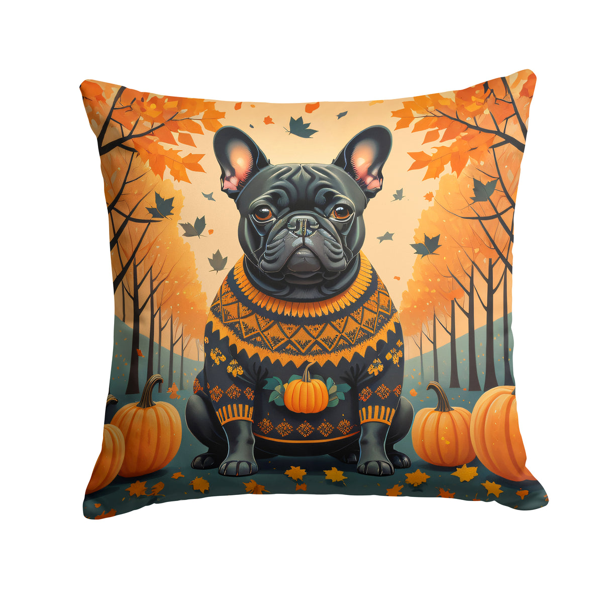 Buy this Black French Bulldog Fall Fabric Decorative Pillow