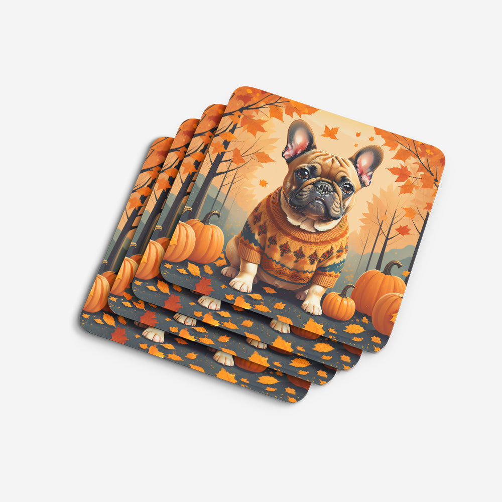 Fawn French Bulldog Fall Foam Coaster Set of 4