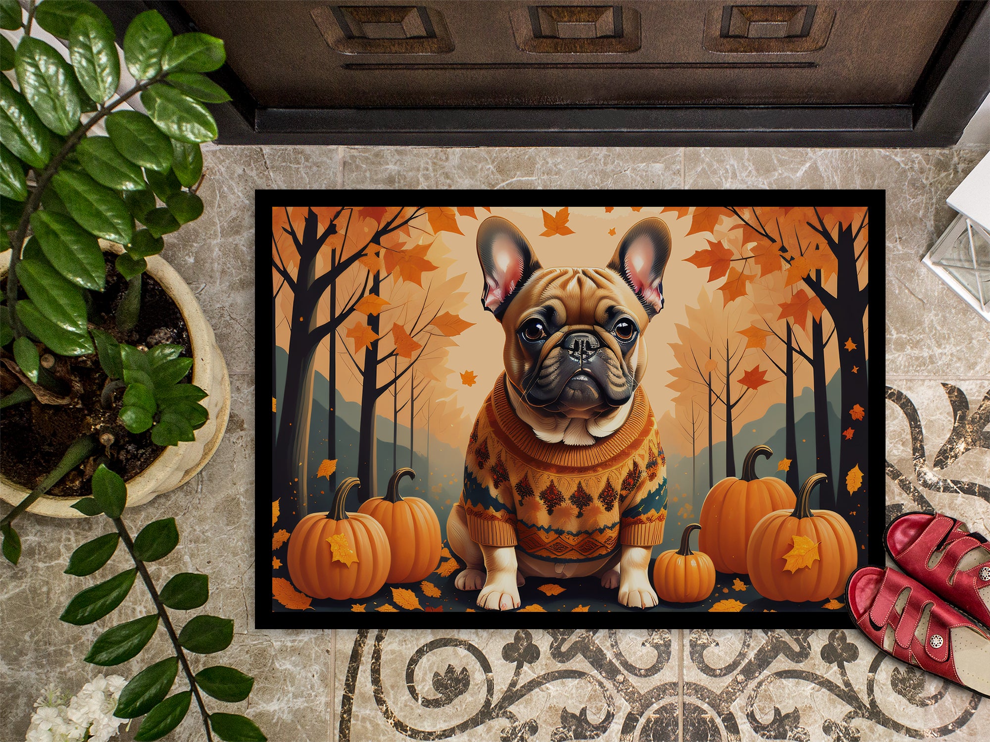 Fawn French Bulldog Fall Indoor or Outdoor Mat 24x36