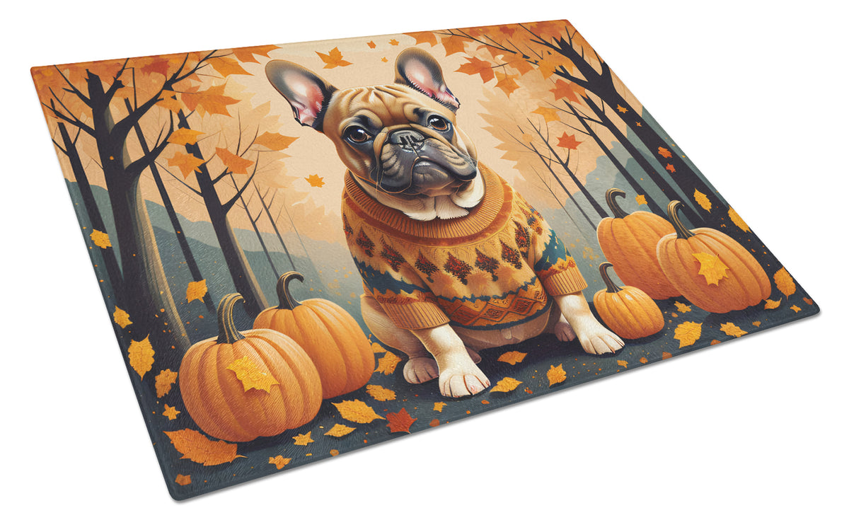 Buy this Fawn French Bulldog Fall Glass Cutting Board Large