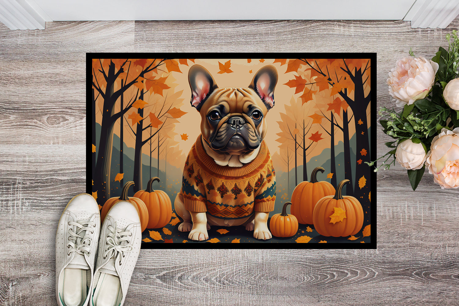 Fawn French Bulldog Fall Doormat 18x27