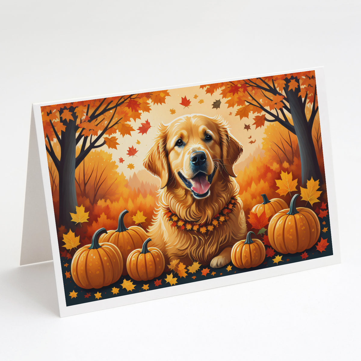 Buy this Golden Retriever Fall Greeting Cards and Envelopes Pack of 8