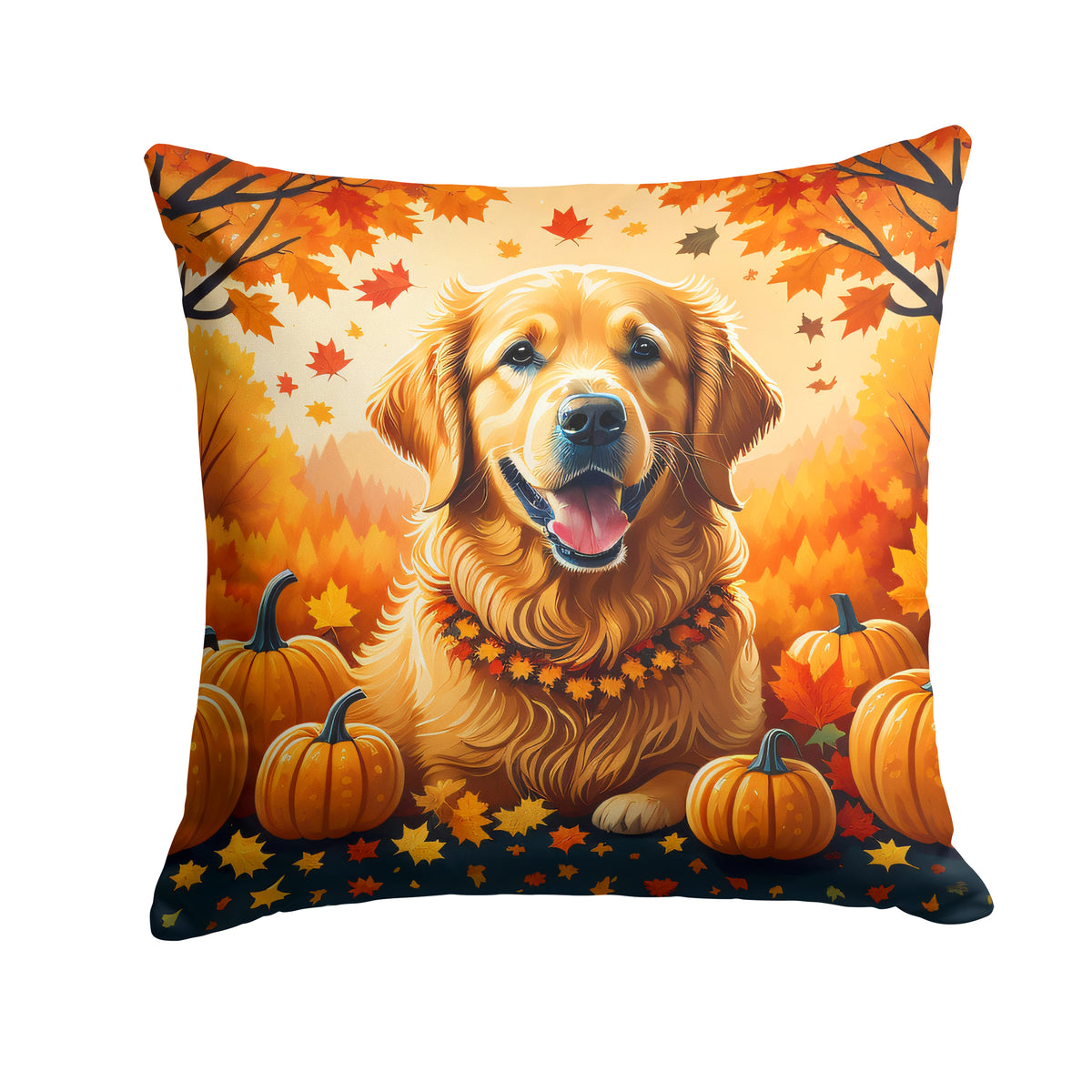 Buy this Golden Retriever Fall Fabric Decorative Pillow