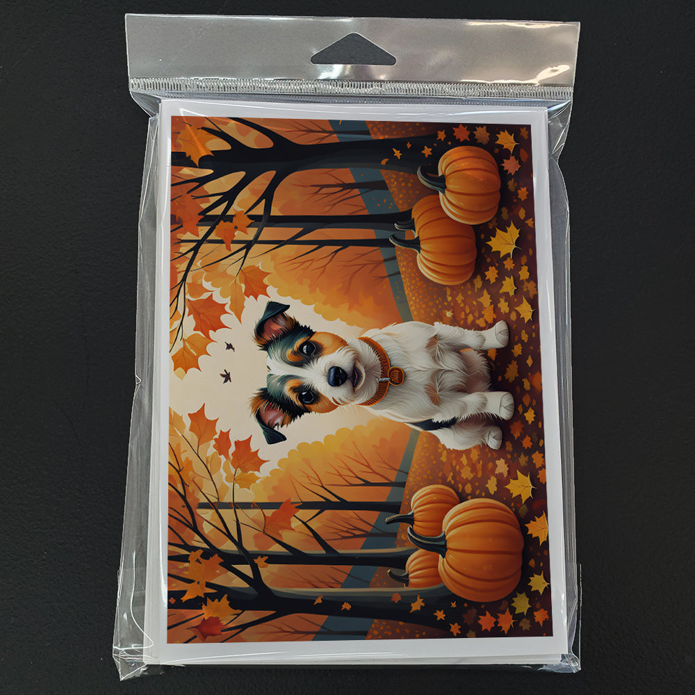 Jack Russell Terrier Fall Greeting Cards and Envelopes Pack of 8