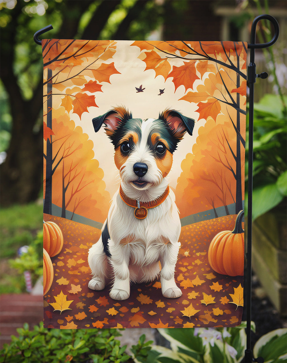 Jack Russell Terrier Fall Garden Flag
