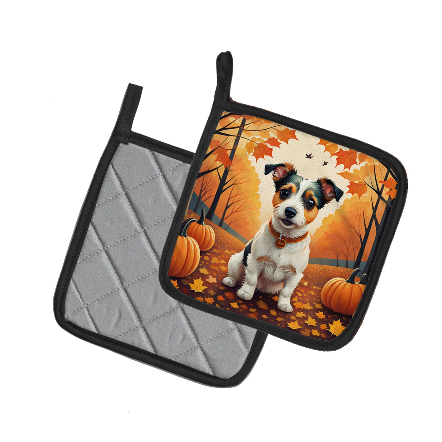 Jack Russell Terrier Fall Pair of Pot Holders