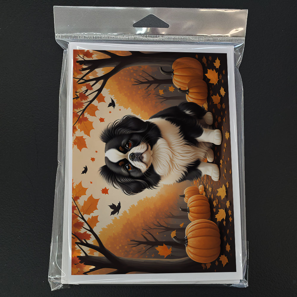 Japanese Chin Fall Greeting Cards and Envelopes Pack of 8