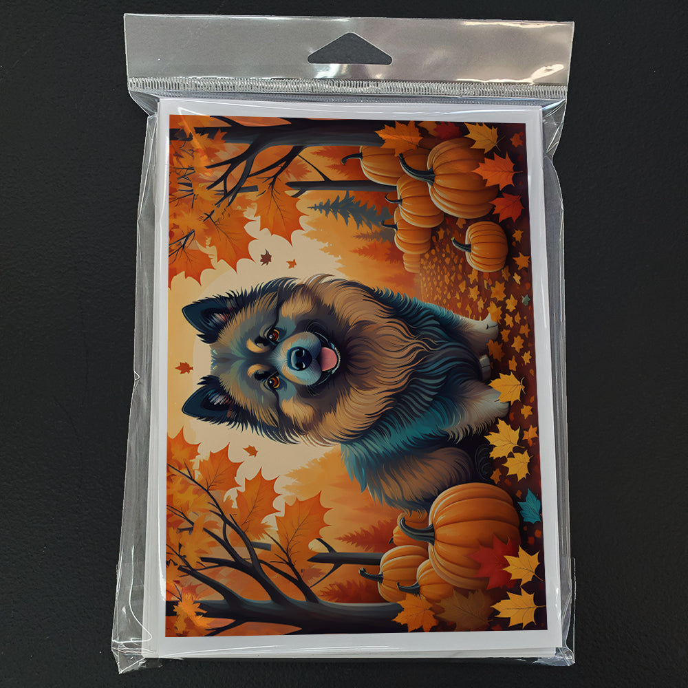 Keeshond Fall Greeting Cards and Envelopes Pack of 8