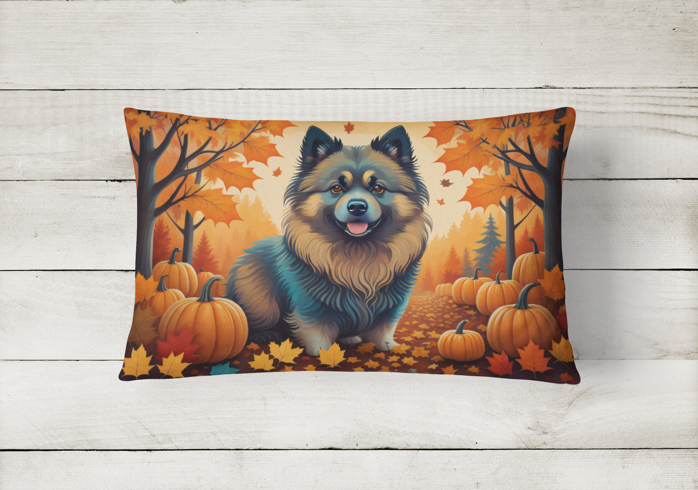 Keeshond Fall Fabric Decorative Pillow