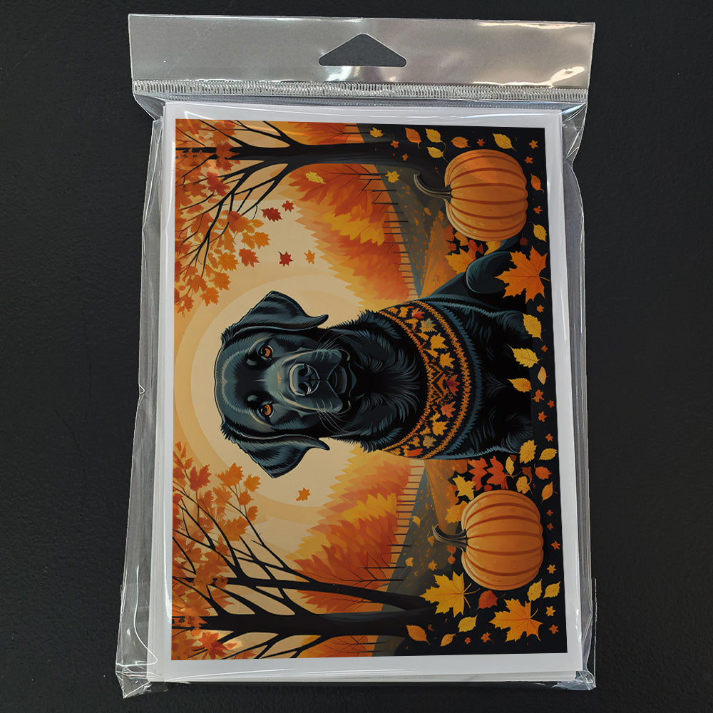 Black Labrador Retriever Fall Greeting Cards and Envelopes Pack of 8