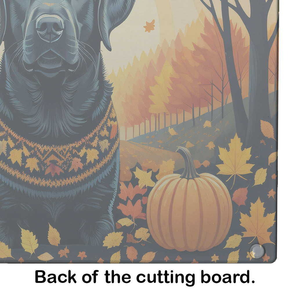 Black Labrador Retriever Fall Glass Cutting Board Large