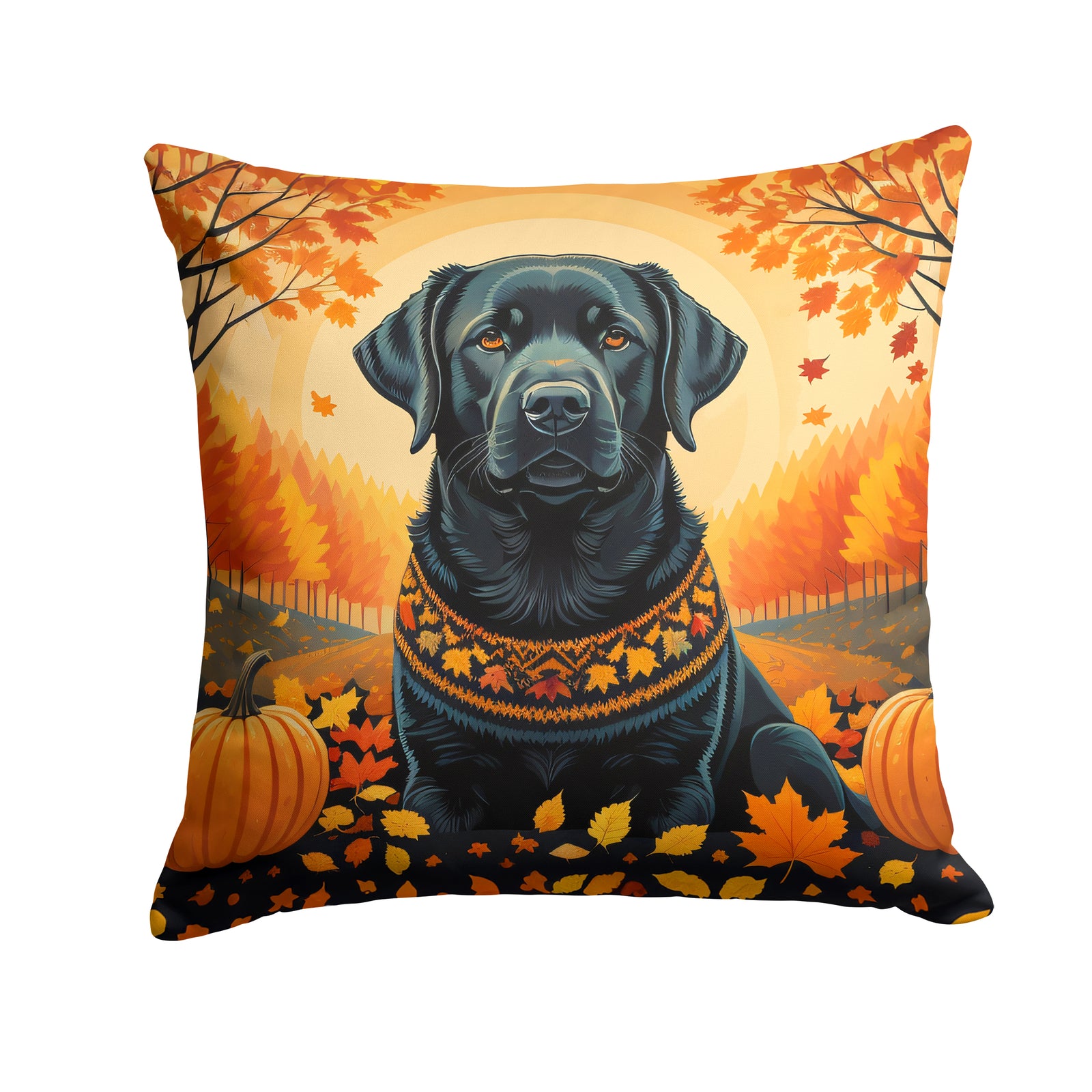 Buy this Black Labrador Retriever Fall Fabric Decorative Pillow
