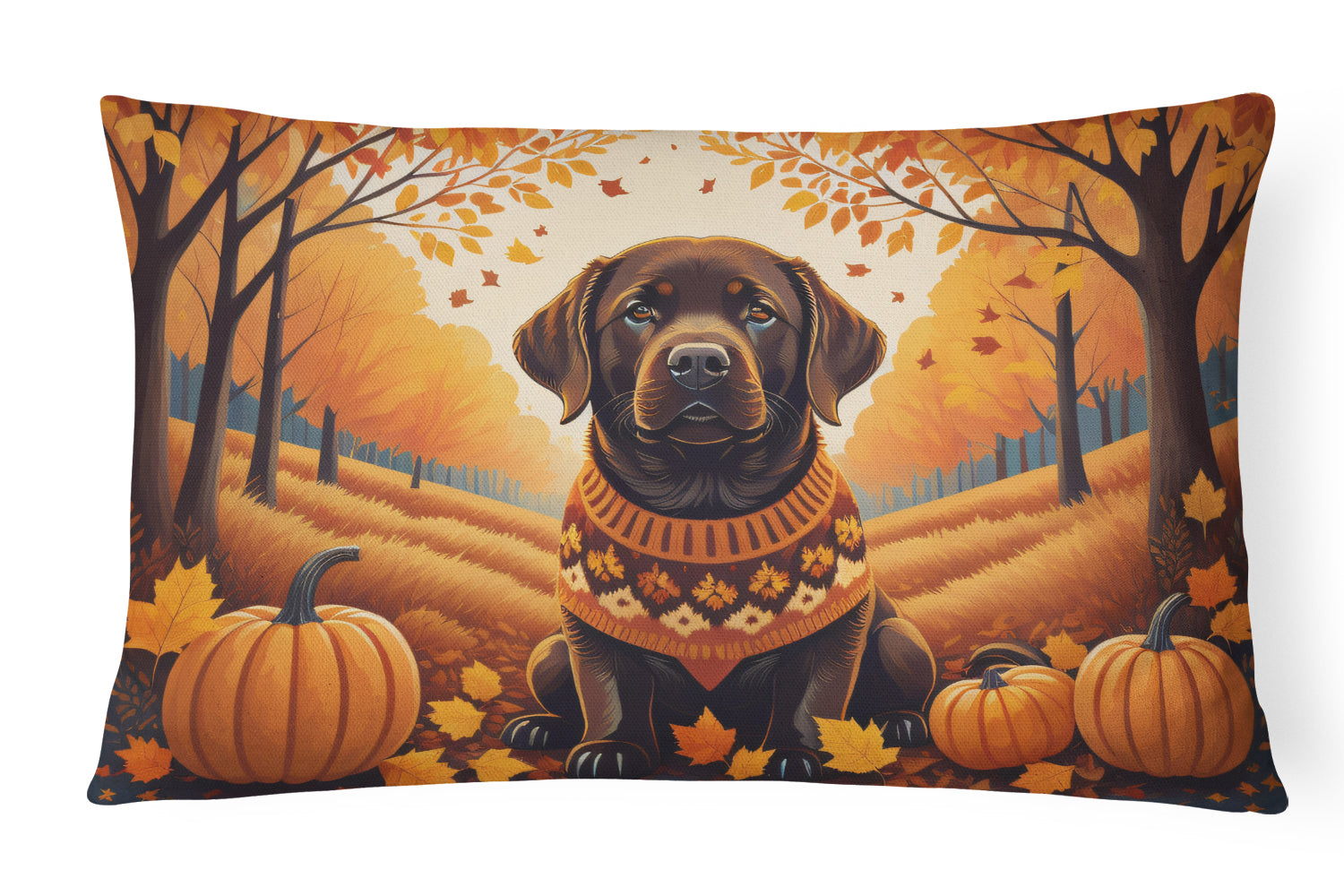 Buy this Chocolate Labrador Retriever Fall Fabric Decorative Pillow