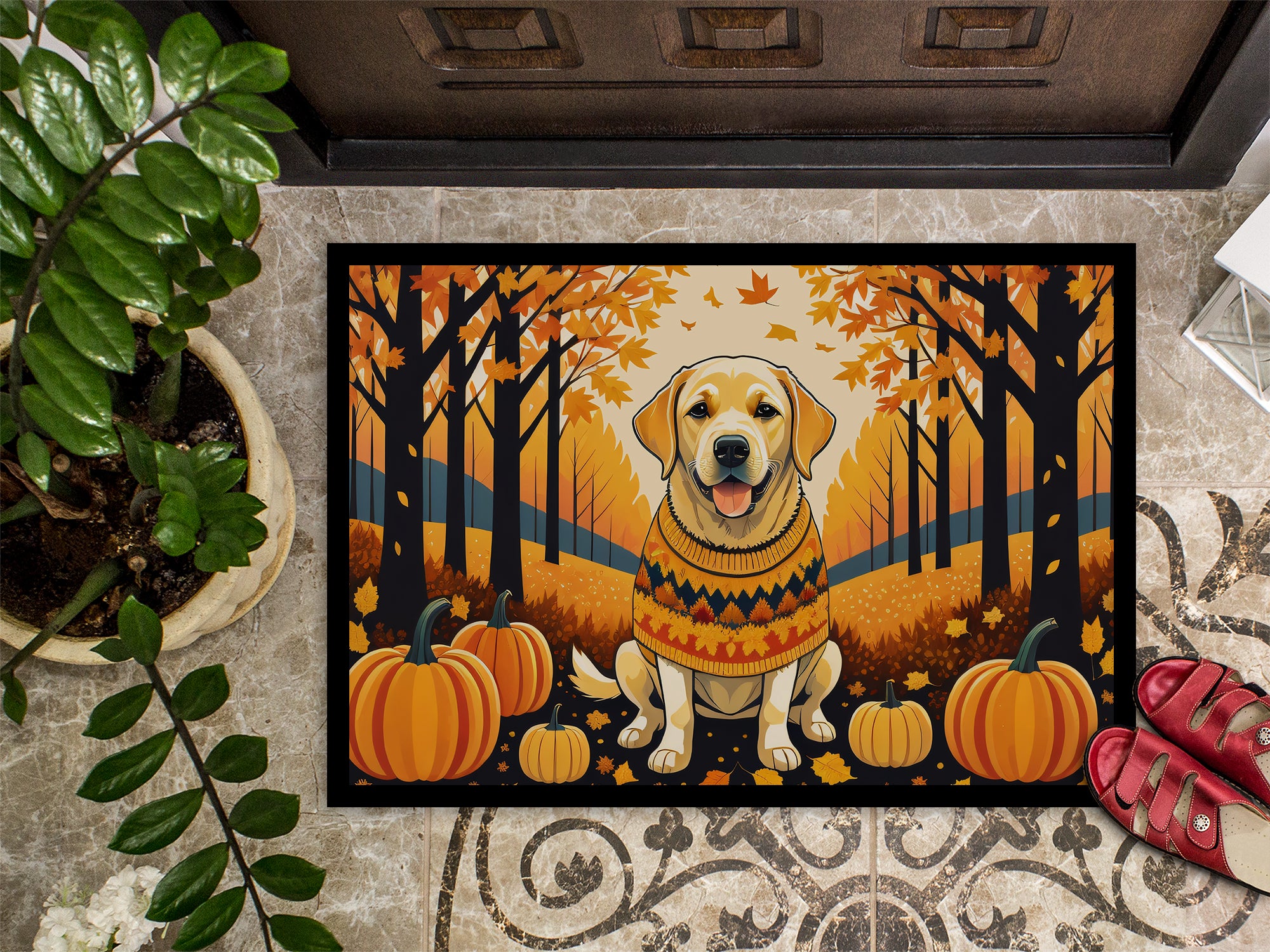 Yellow Labrador Retriever Fall Doormat 18x27