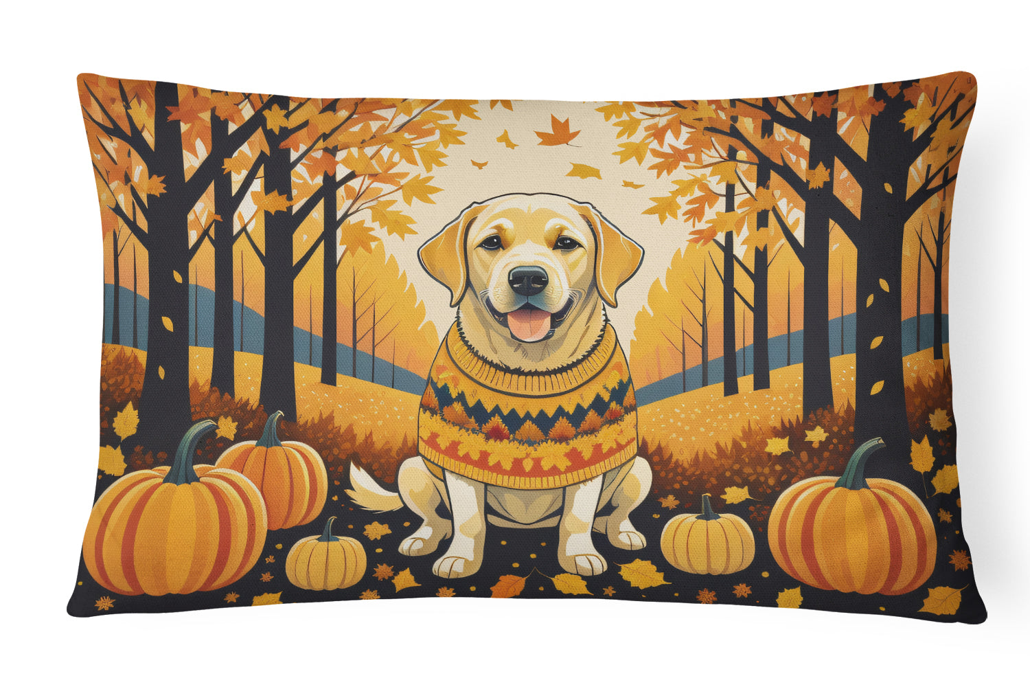 Buy this Yellow Labrador Retriever Fall Fabric Decorative Pillow