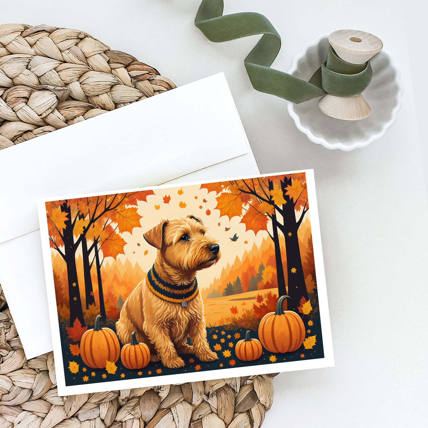 Lakeland Terrier Fall Greeting Cards and Envelopes Pack of 8
