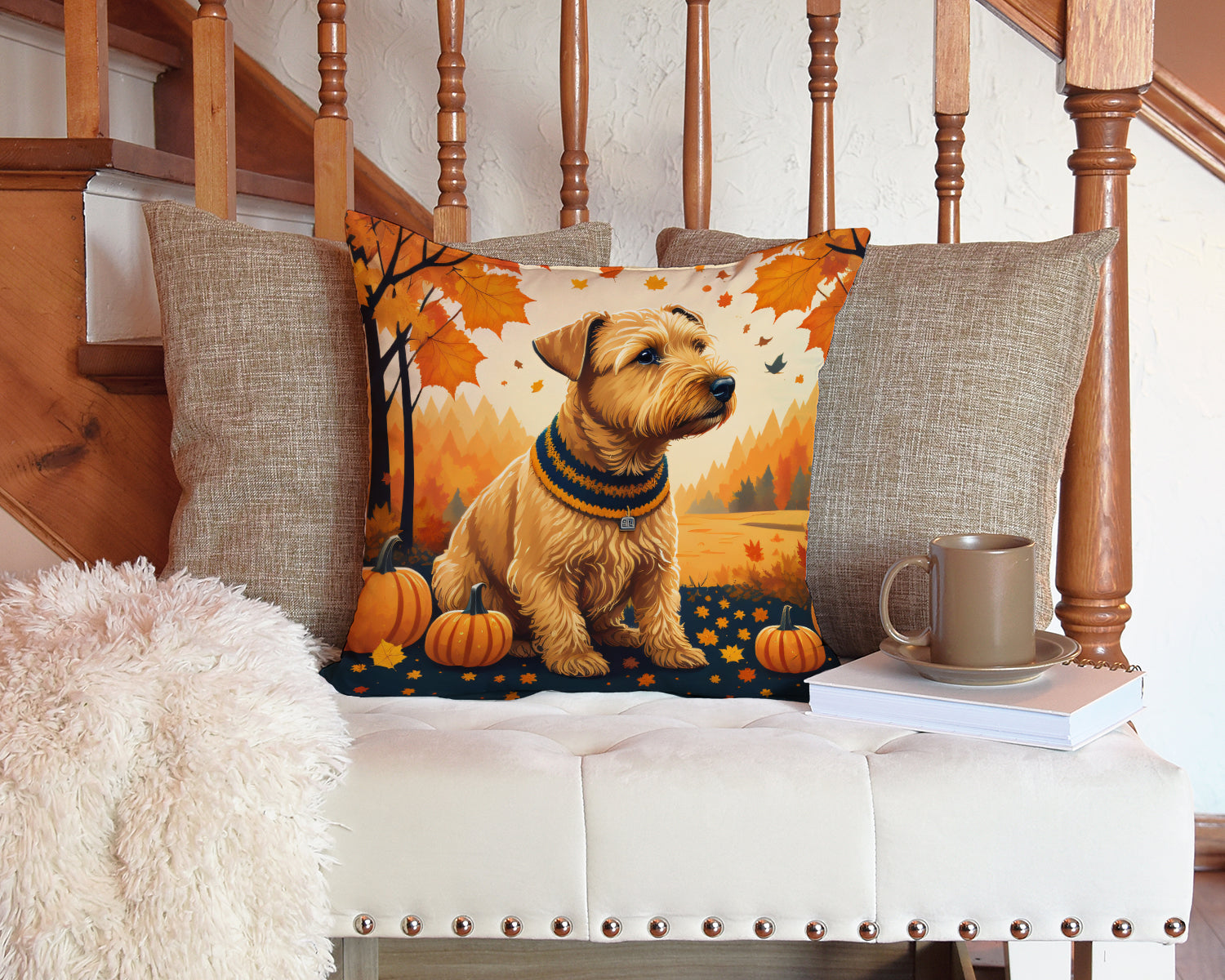Lakeland Terrier Fall Fabric Decorative Pillow