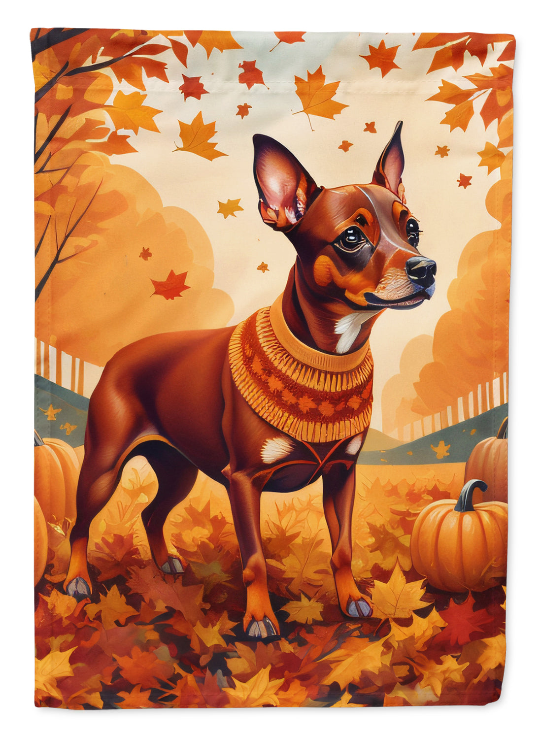 Buy this Red Miniature Pinscher Fall House Flag