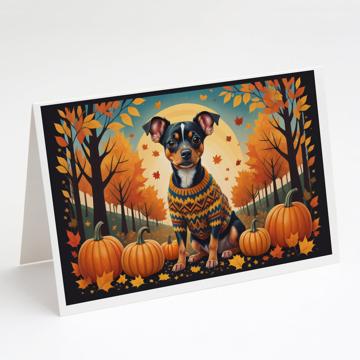 Buy this Miniature Pinscher Fall Greeting Cards and Envelopes Pack of 8