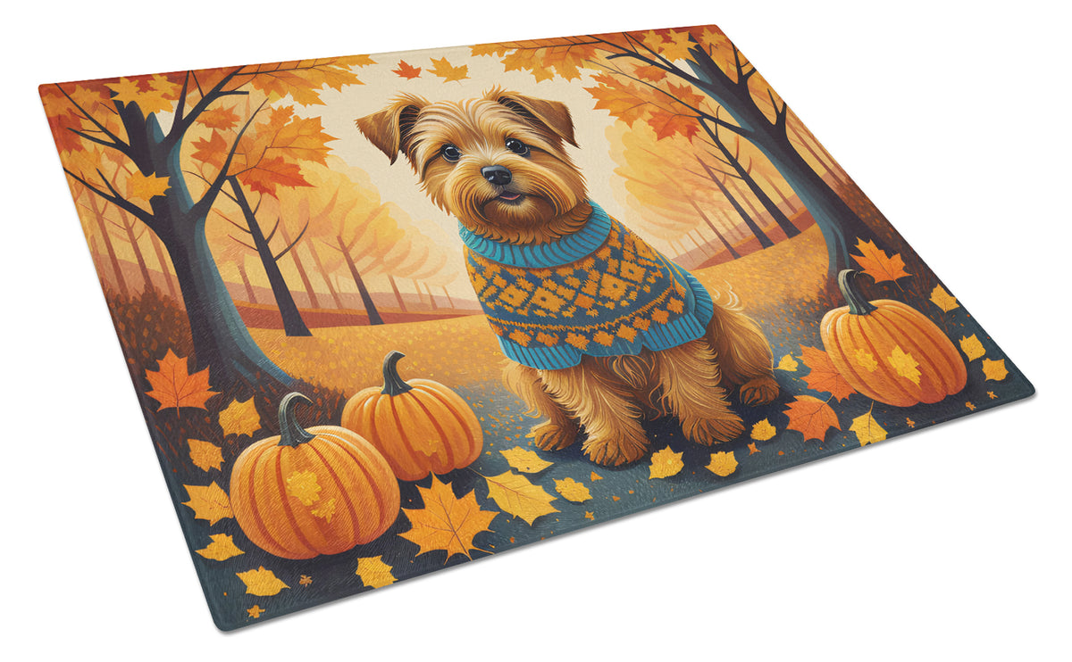 Buy this Norfolk Terrier Fall Glass Cutting Board Large