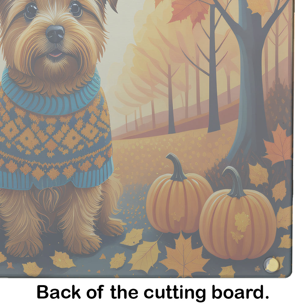Norfolk Terrier Fall Glass Cutting Board Large