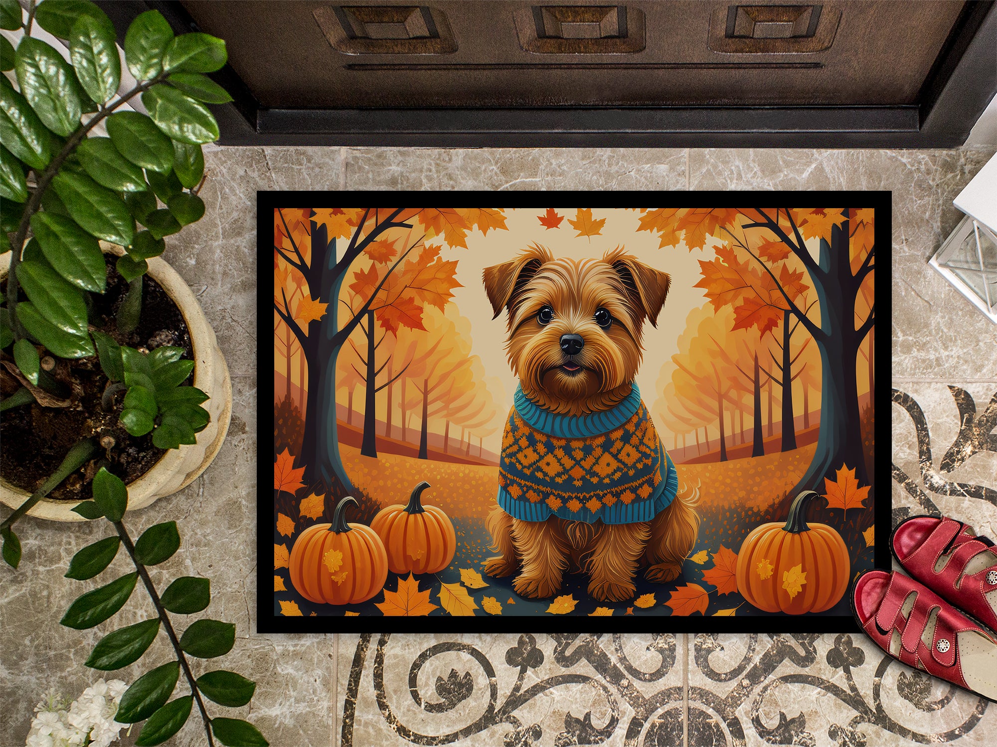 Norfolk Terrier Fall Doormat 18x27